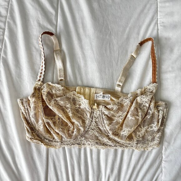 Felina Harlow beige lacy demi sheer unlined bra - size 38DD - Picture 1 of 6